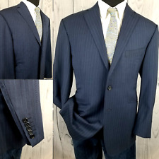 TopShelf Men's Jacket 42r Bespoke Tailored Scabal Super 100s Wool Blue Stripe for sale  Shipping to South Africa