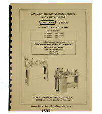 Usado, Torno Sears Craftsman 12" 101.27580/90, 101.28930/40/50/70 com manual QC *1895 comprar usado  Enviando para Brazil