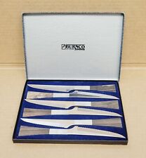 Set of 6 BURNCO Stainless Steel Serrated Steak Knives in Original Boxes JAPAN, used for sale  Shipping to South Africa