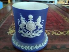 ANTIQUE DIP WEDGWOOD DEEP BLUE JASPER JASPERWARE MANCHESTER MATCHBOX SOUVENIR for sale  Shipping to South Africa