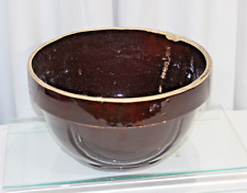 Antique Stoneware Large Bowl Brown Glaze Finish 12.5" x 6.5" for sale  Shipping to South Africa