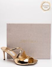 RRP€650 JIMMY CHOO Anise Leather Sandals US10 UK7 EU40 Metallic Made in Italy, used for sale  Shipping to South Africa