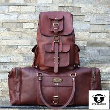Used, Combo Leather Bag Gym Travel Luggage Duffel Weekend Overnight Backpack 2 Bags for sale  Shipping to South Africa