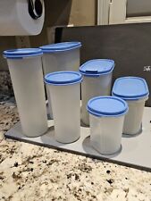 6 contenedores modulares compañeros de cocina azul agua de colección Tupperware y 1 tapas de vertido retro, usado segunda mano  Embacar hacia Argentina