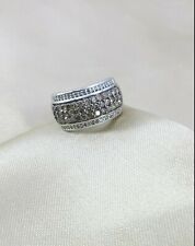 1.88 Ct Round Natural Brown Diamond Multi Row Wide Band Engagement Silver Ring for sale  Shipping to South Africa