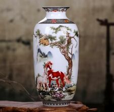 Vaso de cerâmica Jingdezhen flores cavalos chineses porcelana reprodução antiga, usado comprar usado  Enviando para Brazil