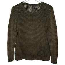 Used, Eileen Fisher L Womens Crew Neck Open Knit Crochet Sweater Olive Green for sale  Shipping to South Africa