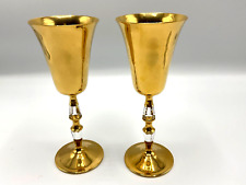 VALERIO ALBARELLO GOLD PLATED GER/BRASS /SWAROVSKI/SET OF 2 SMALL GOBLETS, used for sale  Shipping to South Africa