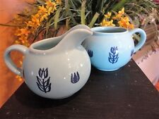 Tulip Blue by Cronin Pottery Ceramic Bake Oven Cream & Sugar Bowl Vintage d'occasion  Expédié en France