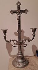 Christ cross candleabra.silver for sale  Ireland