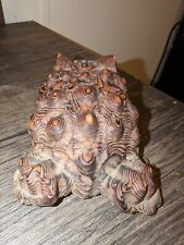 Vintage Cryptomeria/Sugi Japanese Wood Carved Toad Figurine 6"x4.5" FREESHIPPING, used for sale  Shipping to South Africa