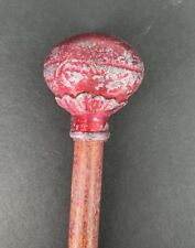 1 bengala antiga antiga de carnaval lembrança de circo bengala de caminhada tampo de metal vermelho, usado comprar usado  Enviando para Brazil