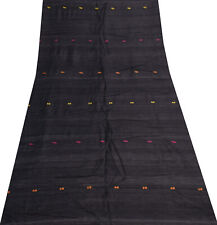Tela artesanal tejida multiusos sushila vintage remanente de sari de algodón negro segunda mano  Embacar hacia Mexico