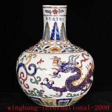 Vaso garrafa premium grão de dragão porcelana azul e branca da China Ming Dynasty wucai comprar usado  Enviando para Brazil