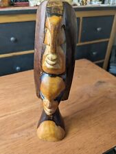 De colección. Escultura de madera tallada a mano de dos caras/hombre y mujer/madera tallada/dos tonos segunda mano  Embacar hacia Mexico
