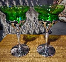 Morgantown MCM conjunto de 2 copos retrô cristal cromado licor verde ametista, usado comprar usado  Enviando para Brazil