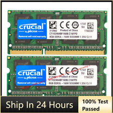 Crucial  DDR3 16GB 1600 2x 8GB PC3-12800 Laptop SODIMM Memory RAM PC3L 16G DDR3L, used for sale  Shipping to South Africa