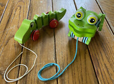 Pull Along Wooden Toy Lot ~ Tooky Toy-Crocodile/ Frolicking Frog for sale  Shipping to South Africa
