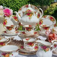 ROYAL ALBERT BONE CHINA 'OLD COUNTRY ROSES' 22 PIECE TEA SET WITH TEAPOT for sale  Shipping to South Africa