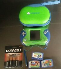 Leapfrog LEAPSTER Learning Game System Console AA Batteries, 3 GAMES, Green Case for sale  Shipping to South Africa
