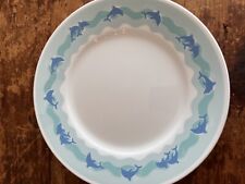 One Corelle Ocean Dance Dolphins Dinner Plate 10.75" Blue White, used for sale  Shipping to South Africa