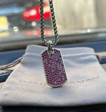 David Yurman Prata Esterlina 35mm Streamline Dog Tag com Safiras Rosa 22 polegadas, usado comprar usado  Enviando para Brazil