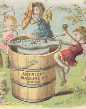 1880's AMERICAN MACHINE CO ICE CREAM FREEZER CARTÃO COMERCIAL 6 QUERUBINS DE LUTA Z214 comprar usado  Enviando para Brazil