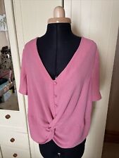 GEORGE Ladies Pink Short Sleeve Lightweight V Neck Twist Hem Blouse Size 12  for sale  Shipping to South Africa