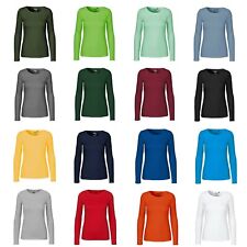 Womens Long Sleeve Shirt Fairtrade Organic Cotton Long Sleeve Shirt Round Neck Jersey XS-XXL til salgs  Frakt til Norway