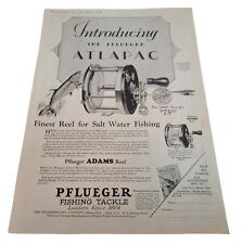Carrete antiguo de caña de pesca de agua salada Pflueger Atlapac años 20 1928 aparejo Adams de colección segunda mano  Embacar hacia Argentina
