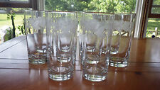 Used, White Leaf Design Tumblers Glasses CLear Glass rimmed gold 4 16oz flat bottom for sale  Shipping to South Africa