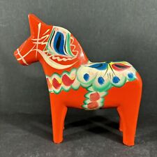 Vintage Dala Horse Red Orange Swedish Wooden Sweden Folk Art 5.25” for sale  Shipping to South Africa