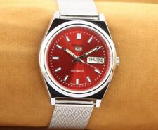 Relógio de pulso vintage antigo Seiko 5 automático vermelho Japão funcionando 37,5 mm MN10 comprar usado  Enviando para Brazil