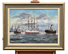 ships at sea nautical scene  Oil on Canvas  painitng, usado comprar usado  Enviando para Brazil