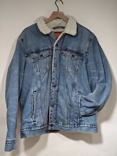 Mens Levis Denim Trucker Jacket Size XL Sherpa Lined Snap Light Wash Cowboy for sale  Shipping to South Africa