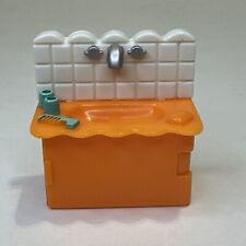 Bathroom Sink Vanity Cabinet Plastic 1.5” Dollhouse Toy Orange White Door Opens for sale  Shipping to South Africa