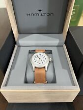 Relógio masculino Hamilton cáqui campo branco com pulseira de couro marrom - H69439511 comprar usado  Enviando para Brazil