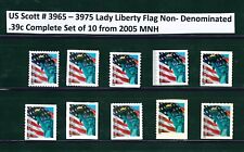 Usado, US Scott # 3965 - 3975 / Flag & Lady Liberty ND (.39) Conjunto de 10 2005 MNH    comprar usado  Enviando para Brazil