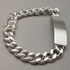 Used, Solid Silver Identity Bracelet Heavy 76.1g Spanish Hallmark 23cm (9") Men's for sale  Shipping to South Africa