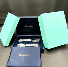 Tiffany & Co Sterling Silver Baby Child Set Fork & Spoon Box Teddy Bear ABC 227J for sale  Shipping to South Africa