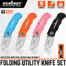 4pc Folding Utility Knife Set Lockback Safe 10 Blades Quick Change Box Cutter for sale  Shipping to South Africa
