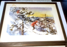 Vintage 1973 Killington Ski Area Art Print  Cecile Johnson Framed Skier Gondola for sale  Shipping to South Africa