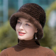 Para mujeres Sombrero de piel de visón real tejido cubo sombrero gorra de invierno gorra gorras exterior sombrero cálido, usado segunda mano  Embacar hacia Argentina