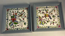 Conjunto de 2 pássaros e flores estilo coimbra em cerâmica emoldurada portuguesa 6 x 6 comprar usado  Enviando para Brazil