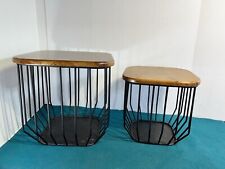 Conjunto de mesa de centro de aninhamento de 2 extremidades mesa de chá com moldura de metal preto tampo de madeira comprar usado  Enviando para Brazil