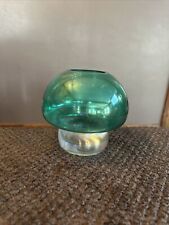Candelabro o jarrón vintage raro MCM de vidrio verde y transparente de 6" segunda mano  Embacar hacia Argentina
