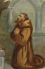 A.F. Busk, A Monk ajoelhado em oração – Pintura em aquarela original de 1872 comprar usado  Enviando para Brazil