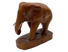 Vintage Hand Carved Wooden Elephant Sculpture Statue Figurine 4"x4"x 1.5" for sale  Shipping to South Africa
