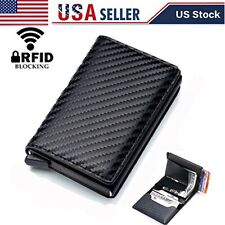 RFID Blocking LEATHER CARBON FIBER Mens Wallet Purse Slim ID Credit Card Holder, used for sale  Shipping to South Africa