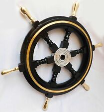 Roda de madeira 18" barco de parede pirata decorativo antigo latão maciço anel de seis raios comprar usado  Enviando para Brazil